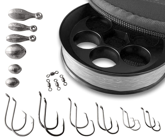 Aluminum Hand Line Reel Pocket/Travel Fishing Kit (30 lb Clear line)