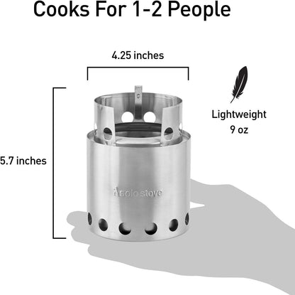 Solo Stove Lite - Portable Camping Hiking and Survival Stove | Powerful Efficient Wood Burning and Low Smoke | Gassification Rocket Stove for Quick Boil | Compact 4.2 Inches and Lightweight 9 Ounces