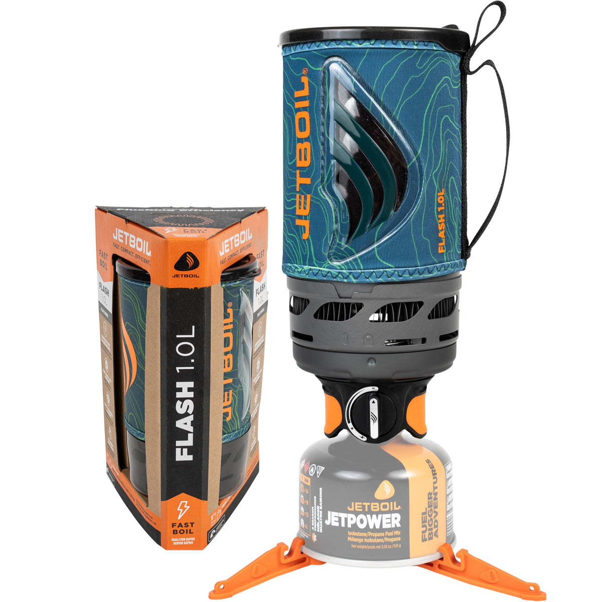 Jetboil Flash Portable Fast Boil Stove for Camping and Backpacking with 1-Step Auto Ignition, Propane/Isobutane Burner with Cooking Cup