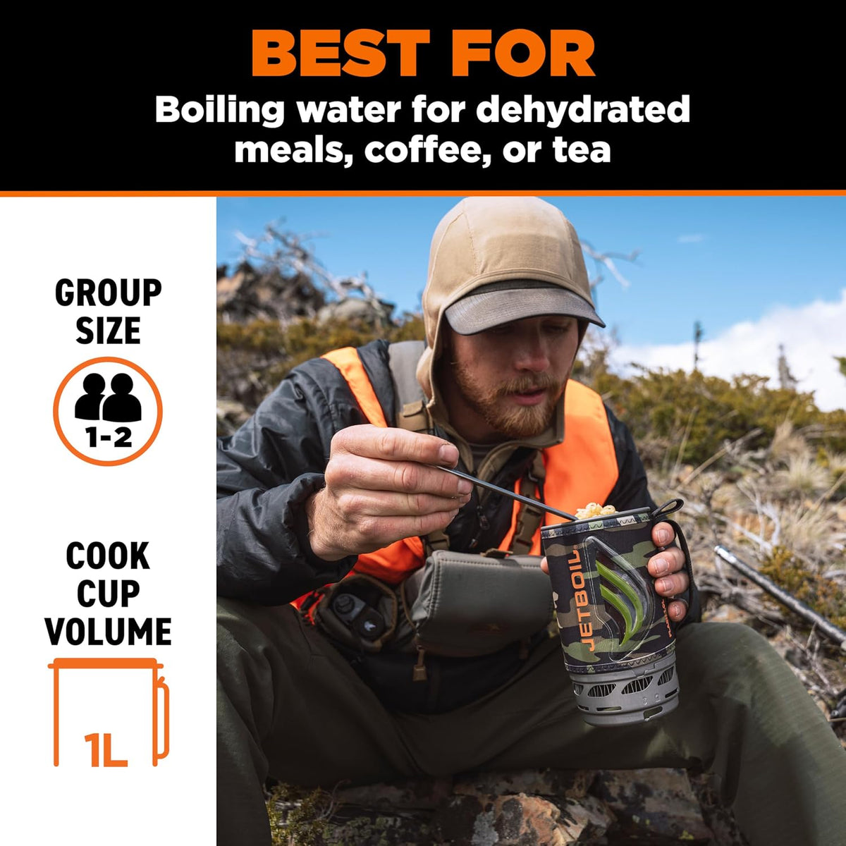 Jetboil Flash Portable Fast Boil Stove for Camping and Backpacking with 1-Step Auto Ignition, Propane/Isobutane Burner with Cooking Cup