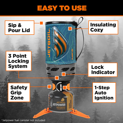 Jetboil Flash Portable Fast Boil Stove for Camping and Backpacking with 1-Step Auto Ignition, Propane/Isobutane Burner with Cooking Cup