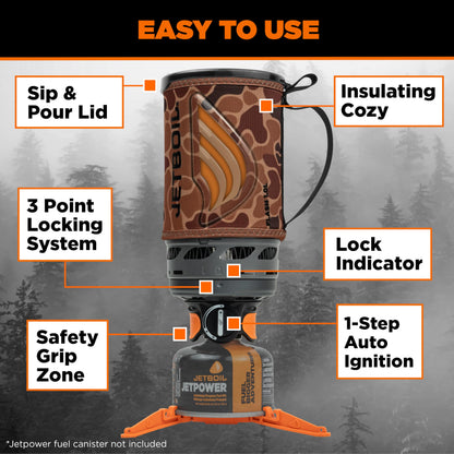 Jetboil Flash Portable Fast Boil Stove for Camping and Backpacking with 1-Step Auto Ignition, Propane/Isobutane Burner with Cooking Cup