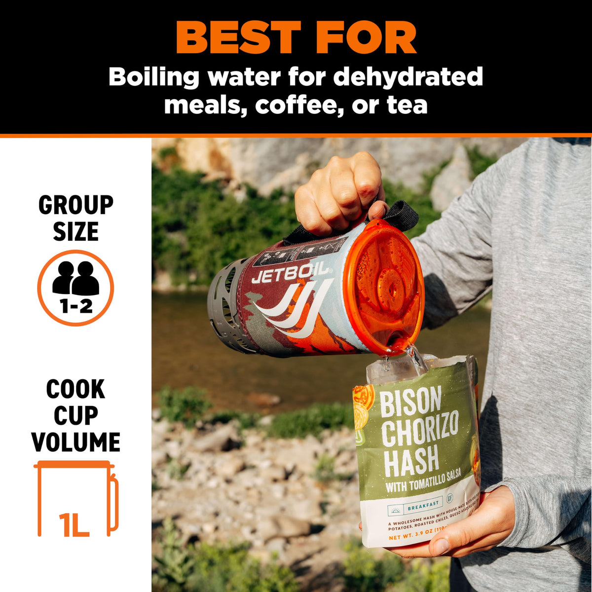 Jetboil Flash Portable Fast Boil Stove for Camping and Backpacking with 1-Step Auto Ignition, Propane/Isobutane Burner with Cooking Cup