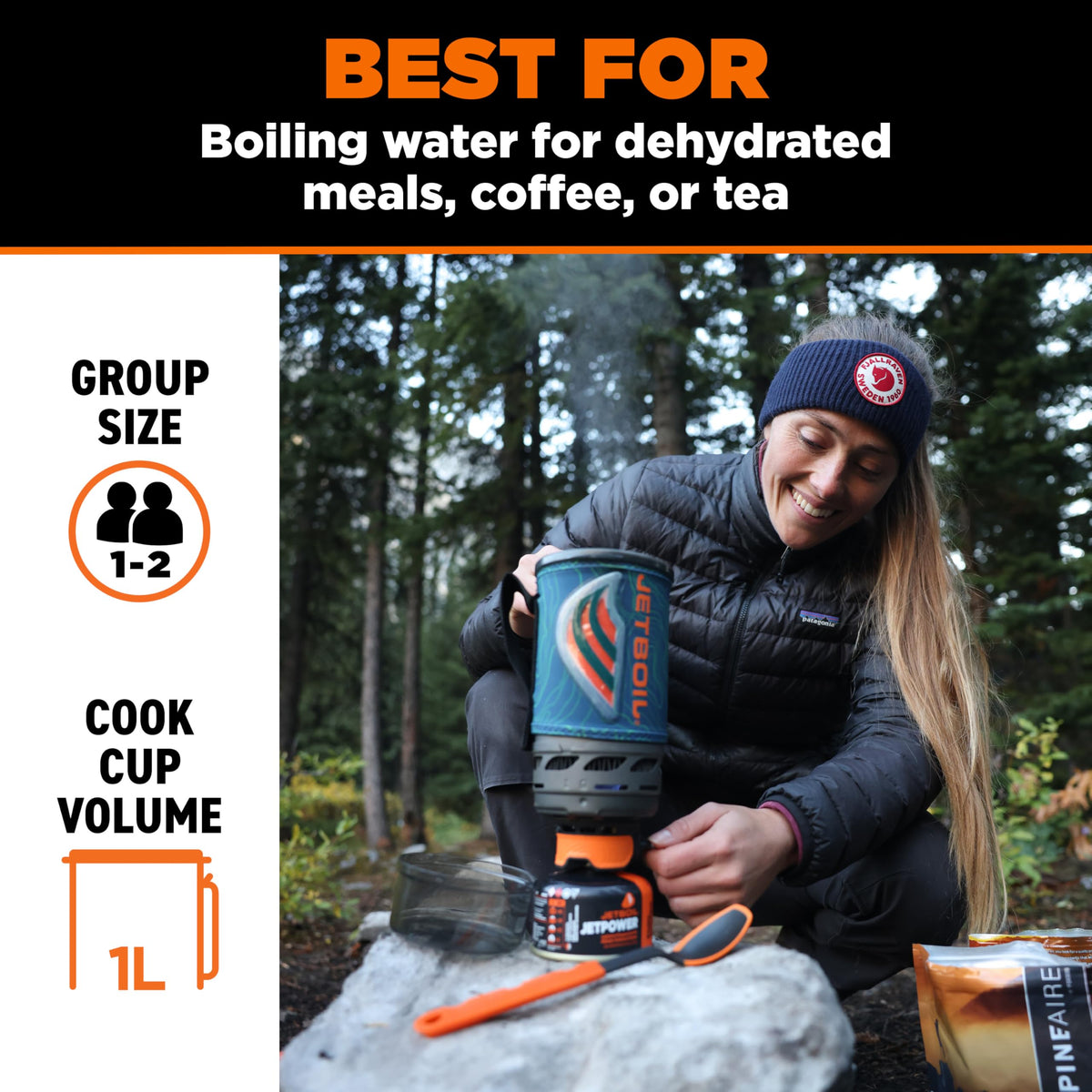Jetboil Flash Portable Fast Boil Stove for Camping and Backpacking with 1-Step Auto Ignition, Propane/Isobutane Burner with Cooking Cup