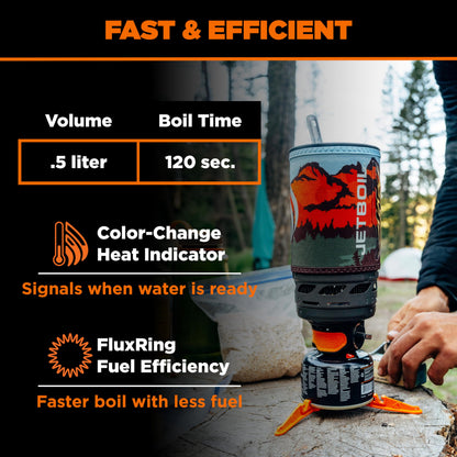 Jetboil Flash Portable Fast Boil Stove for Camping and Backpacking with 1-Step Auto Ignition, Propane/Isobutane Burner with Cooking Cup