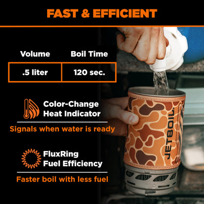 Jetboil Flash Portable Fast Boil Stove for Camping and Backpacking with 1-Step Auto Ignition, Propane/Isobutane Burner with Cooking Cup