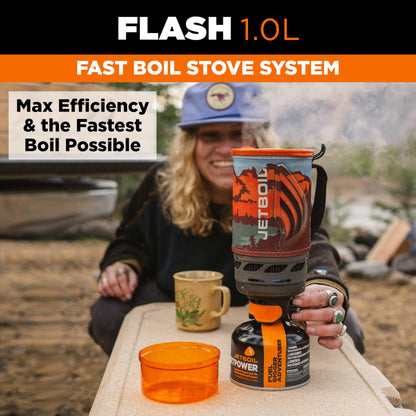 Jetboil Flash Portable Fast Boil Stove for Camping and Backpacking with 1-Step Auto Ignition, Propane/Isobutane Burner with Cooking Cup