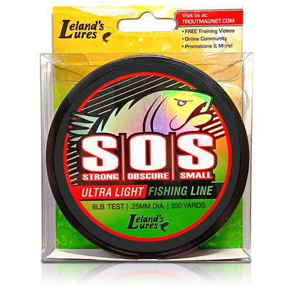 Trout Magnet Trout S.O.S. Fishing Line - 2lb Test, 350 Yard Spool, .16mm Diameter - The Strongest Light Invisible Fishing Line - Made in the USA with Smooth Copolymer for Kink-Free Tangle-Free Fishing