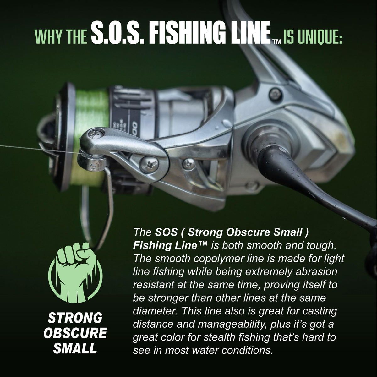 Trout Magnet Trout S.O.S. Fishing Line - 2lb Test, 350 Yard Spool, .16mm Diameter - The Strongest Light Invisible Fishing Line - Made in the USA with Smooth Copolymer for Kink-Free Tangle-Free Fishing