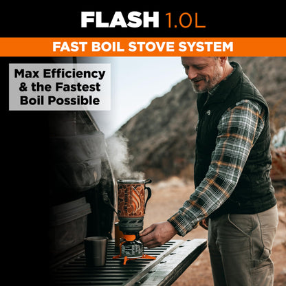 Jetboil Flash Portable Fast Boil Stove for Camping and Backpacking with 1-Step Auto Ignition, Propane/Isobutane Burner with Cooking Cup