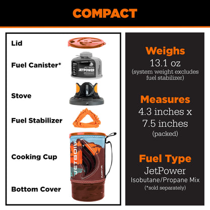 Jetboil Flash Portable Fast Boil Stove for Camping and Backpacking with 1-Step Auto Ignition, Propane/Isobutane Burner with Cooking Cup