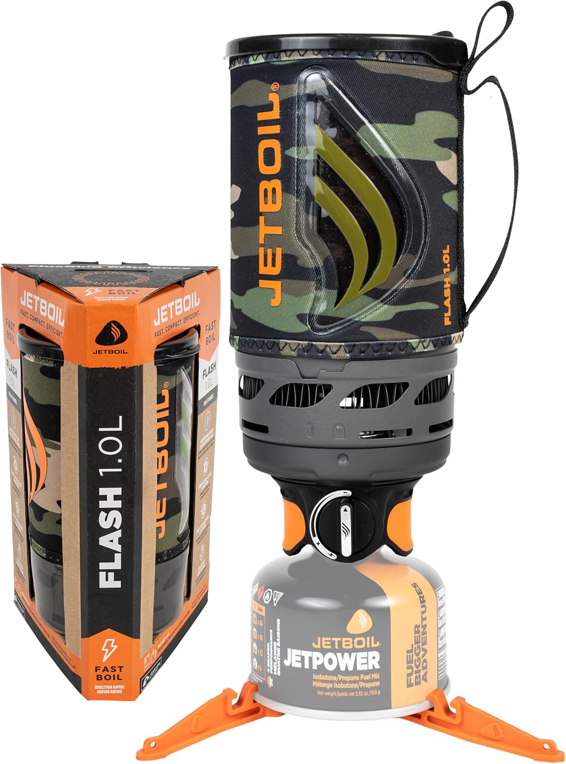 Jetboil Flash Portable Fast Boil Stove for Camping and Backpacking with 1-Step Auto Ignition, Propane/Isobutane Burner with Cooking Cup