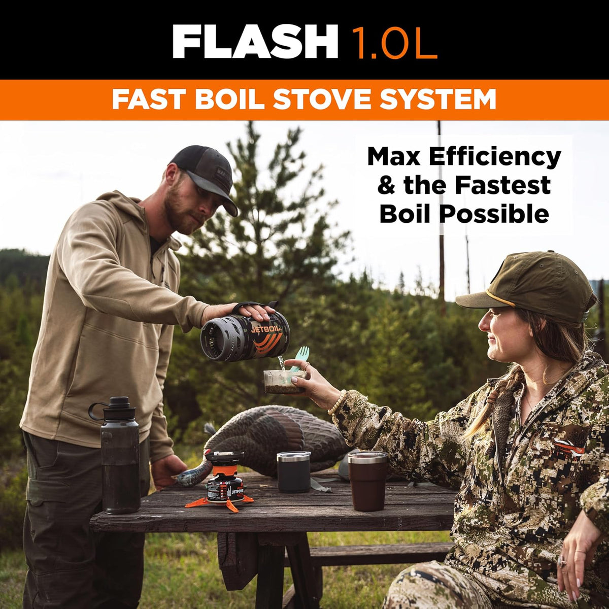 Jetboil Flash Portable Fast Boil Stove for Camping and Backpacking with 1-Step Auto Ignition, Propane/Isobutane Burner with Cooking Cup