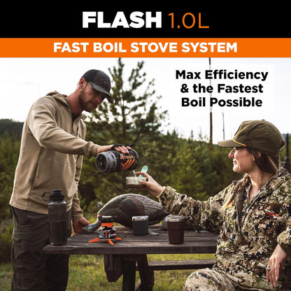 Jetboil Flash Portable Fast Boil Stove for Camping and Backpacking with 1-Step Auto Ignition, Propane/Isobutane Burner with Cooking Cup