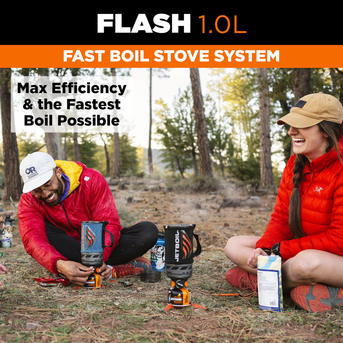 Jetboil Flash Portable Fast Boil Stove for Camping and Backpacking with 1-Step Auto Ignition, Propane/Isobutane Burner with Cooking Cup